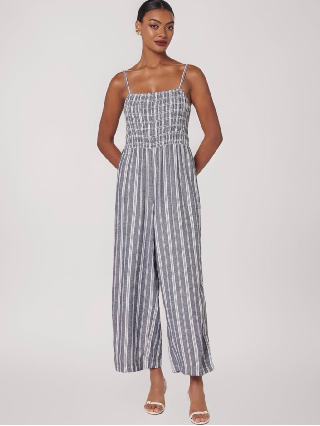 Gap Women’s Linen-Blend Smocked Jumpsuit Size Large